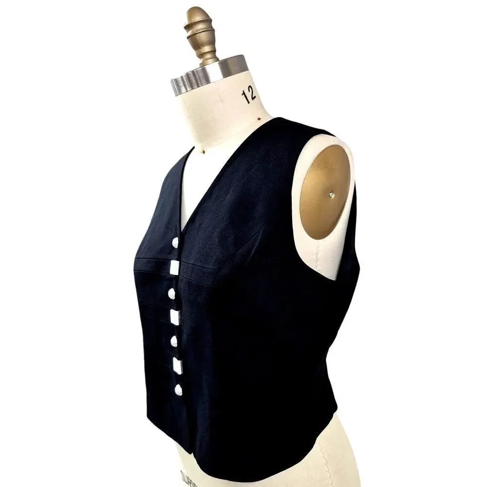 Vtg Sioni Womens Dress Vest Poly/Acetate Satin Lined Sparkle Button Sz 14 NWOT